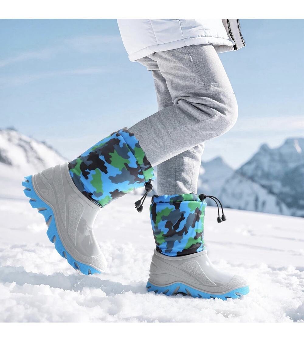 Snow Boots Waterproof Camouflage Slip Resistant Mid Calf Faux Fur Lining